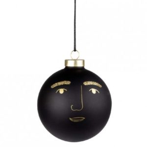 rader-boule-de-noel-marco-10-cm-noire-visage-masculin-paillete