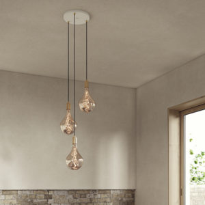 Canopée 3 suspensions blanc avec ampoules